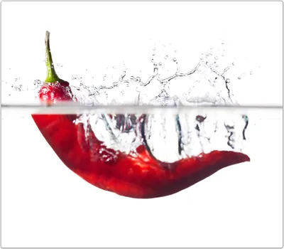 Produktbild von Spritzschutz Herdabdeckplatte Schneidebrett aus Glas Chilischote in Wasser 1-Teilig (60x52cm)