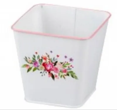 Obrázok produktu pre Kvetináč plechový 125x125x120mm hranatý farebný kvety