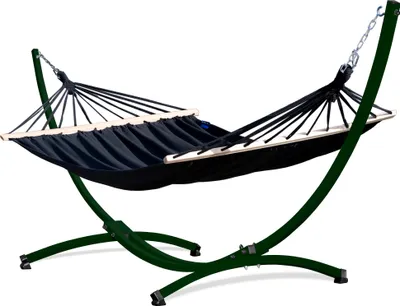 Produktbild von Potenza Outdoor Hängematte mit Gestell für 2 Personen I Stabhängematte XXL 220x160, 200kg I Grün Hängemattengestell 220kg Wetterfest