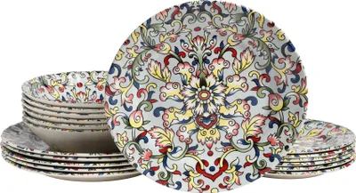 Produktbild von CreaTable, 24016, Arabesque Rot, Tellerset 18-tlg, Steingut
