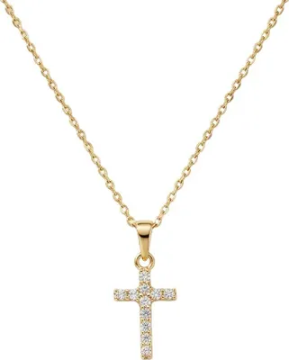Produktbild von 375 Echtgold Halskette mit Kreuzanhänger und Zirkonia Damen