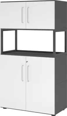 Produktbild von bümö flexi Aktenschrank groß abschließbar mit Regal - Nachbildung: Graphit/Weiß