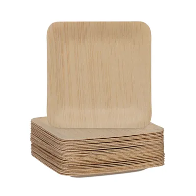 Produktbild von relaxdays Bambus Teller eckig 25er Set