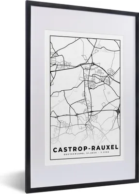 Produktbild von MuchoWow® Gerahmtes Poster Castrop-Rauxel - Karte - Stadtplan 40x60 cm - Poster mit Schwarzem Bilderrahmen Wandposter Rahmen Foto Bilder - Poster in Rahmen