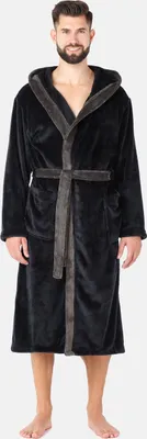 Produktbild von Ladeheid Herren Bademantel lang mit Gürtel LA40-221 (Schwarz/Graphit, XXL)
