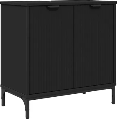 Produktbild von vidaXL Waschbeckenschrank Schwarz 60,5 x 33,5 x 61 cm Holzwerkstoff