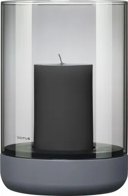 Produktbild von Blomus Calma Windlicht L, Kerzenhalter, Dekolichthalter, Beton / Glas, Steel Gray Smoke, H 22.5 cm, 66231