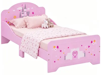 Immagine prodotto di HOMCOM Letto per Bambini 3-6 Anni in Legno con Bordi Rialzati, 143x73x60 cm, Rosa