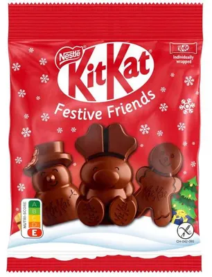 Obrázek produktu pro KitKat Festive Friends figurky z mléčné čokolády s křupavou oplatkou 65g