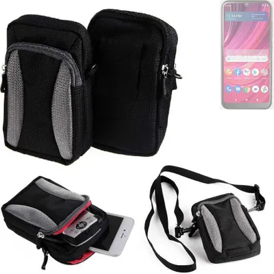 Produktbild von K-S-Trade Holster Schutz Hülle kompatibel mit BLU View 4 Handy Hülle Gürteltasche Umhängetasche mit Zusatzfach schwarz
