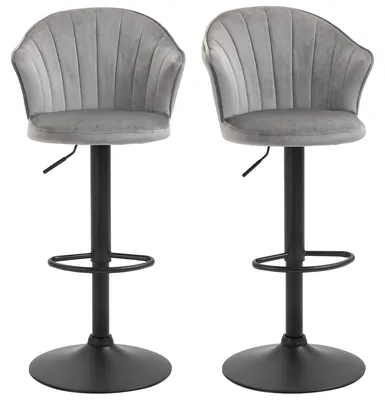 Produktbild von HOMCOM 2er-Set Barhocker Barstühle mit Lehne drehbar höhenverstellbar Grau