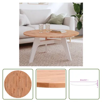 Produktbild von The Living Store Tischplatte Ø90x1,5 cm Rund Massivholz Buche