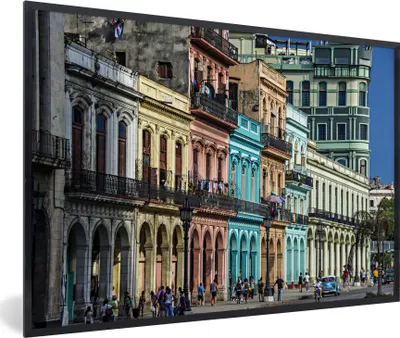 Produktbild von MuchoWow® MuchoWow® Gerahmtes Poster Bunte kubanische Gebäude in der Stadt Havanna 60x40 cm - Poster mit zchwarzem Bilderrahmen - Printing - Wanddeko Schlafzimmer
