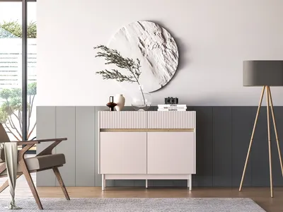 Immagine prodotto di Cassettiera stretta combinata THEA - cashmere / rovere
