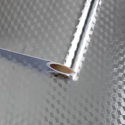Zdjęcie produktu dla Tapeta metaliczna srebrna samoprzylepna do mebli i ścian 30X300 cm