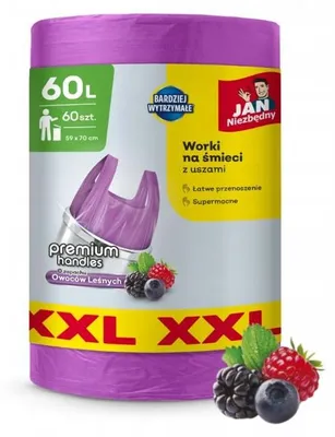 Obrázok produktu pre Jan Niezbędny 60L vrecia na odpadky s uchami, 60 kusov