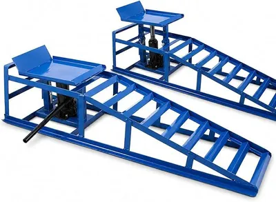 Productafbeelding van BITUXX® Set van 2 oprijplanken voor auto's, personenwagens en voertuigen, met hydraulische, in hoogte verstelbare krik. Onderhoudssteun, hefbrug, oprijplaat, oprijblok