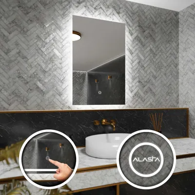 Produktbild von Rechteckiger LED-Spiegel 50x80 cm für Schlafzimmer, Badezimmer und Wohnzimmer