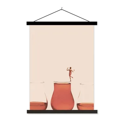 Produktbild von MuchoWow® Textilposter Frau - Wein - Jahrgang 120x160 cm mit schwarzem Rahmen - Magnetischer