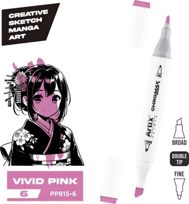 Produktbild von Doppelseitiger Kreativmarker Artix PP915-6 VIVID PINK