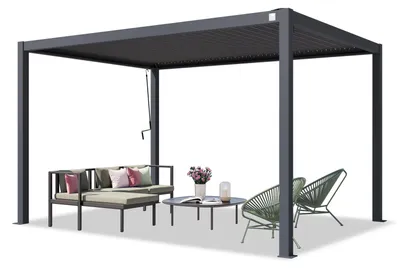 Image de PRIMEYARD Pergola 3x4 m poteaux en aluminium avec lames orientables en acier pavillon anthracite