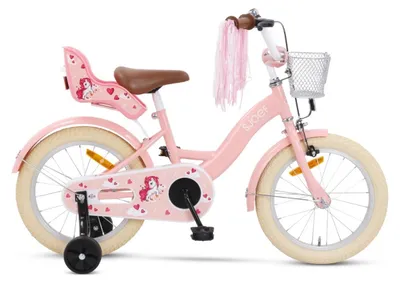 Produktbild von SJOEF Dolly Kinderfahrrad 16 Zoll | Ab 4 - 6 Jahre | Kinder Fahrrad für Mädchen / Jugend | Kleidergröße von 103 bis 118 cm | inklusive Stützräder - Rosa