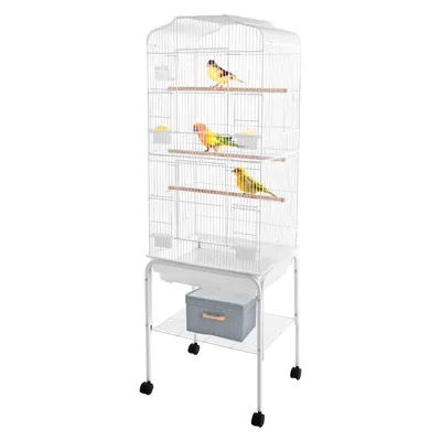 Obrázek produktu pro Klece pro ptáky s kolečky 47*37*137,5 cm Chovatelská klec pro papoušky (bílá)