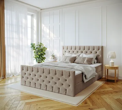 Produktbild von Kaiser Möbel Kontinentalbett Mars Mit Bettkasten Stoff Riviera - BISCUT 160X200 CM