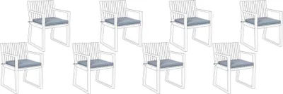 Produktbild von BELIANI Sitzkissen Set für Stuhl Blau Polsterbezug 8 Stück Garten Gartenmöbel Gartenstuhl