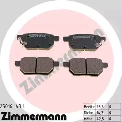 Produktbild von ZIMMERMANN Bremsbeläge Satz Hinten Bremsklötze für TOYOTA PRIUS PLUS (ZVW4) 25016.143.1