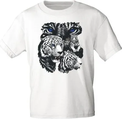 Produktbild von T-Shirt mit Print weisse Tiger - 10203 Gr. S-3XL Color - weiß Größe - S