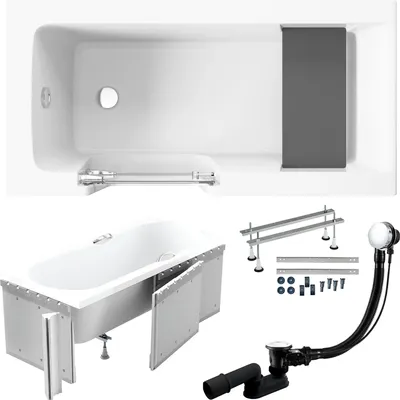 Zdjęcie produktu dla Wanna dla Seniorów z Drzwiami i Siedziskiem, Zestaw 6w1 140x70 Lewa + Zabudowa Styropianowa, Syfon, Nogi (stelaż) w komplecie | BADLAND VOVO