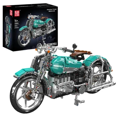Produktbild von Mould King American Cruiser Motorcycle 23004 Klemmbausteine Set 1971 Teile, Motorrad Modell zum Bauen, Sammlermodell