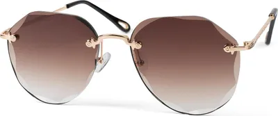 Produktbild von styleBREAKER Damen Piloten Sonnenbrille Rahmenlos mit getönten Gläsern im Diamant Schliff, Geprägte Bügel, Vieleckige Gläser 09020106
