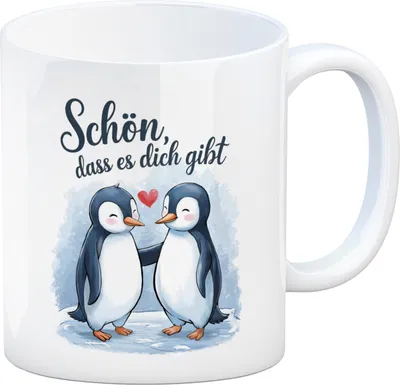 Produktbild von Pinguine mit Herz - Kaffeebecher Schön, dass es dich gibt