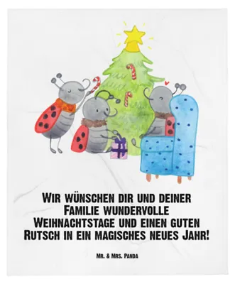Produktbild von Mr. & Mrs. Panda Schlummerdecke Weihnachten Smörle - Weiß - Geschenk, Babydecke, Babybettdecke, Schmusedecke, Fleecedecke, Weihnachtsbaum, Plaid, Tannennadeln