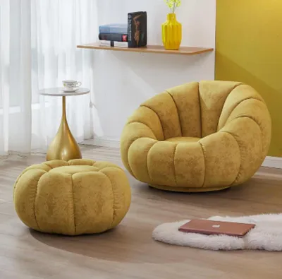 Produktbild von Sessel Sitz Modern Design Wohnzimmer Gelb Luxus Polster Stoff Neu