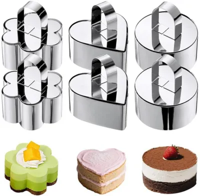 Produktbild von 6 Stück Dessert-und Speiseringe - Edelstahl Dessertringe - Kuchenform - mit Auswerfer - für Desserts, Kuchen, Mousse und DIY-Projekte
