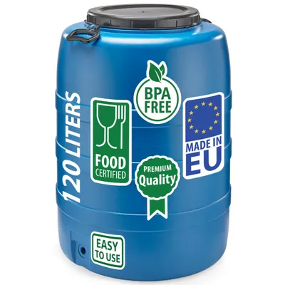 Produktbild von Weithalsfass Fasssilage Gepäcktonne Gärfass Gärbehälter Futtertonne 120 Liter mit Deckel Griffen blau