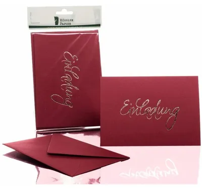Immagine prodotto di Rössler Papier 1181955072 Biglietto d'invito - B6 HD, 5 biglietti/5 buste, rosso