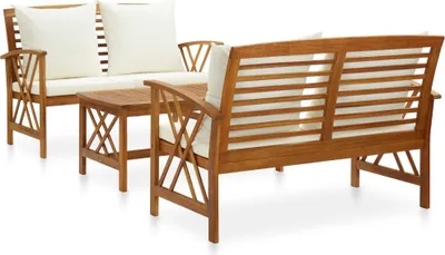 Produktbild von 3-tlg. Garten-Lounge-Set mit Auflagen Massivholz Akazie
