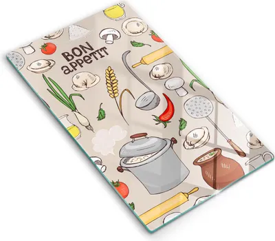 Produktbild von Glasschneideplatte - Herdabdeckplatte - 30x52 cm - Schneidebrett - Spritzschutz - Küchenillustration