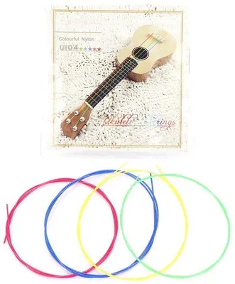 Produktbild von Nylon Ukulele-Saiten-Set - Vervangingssaiten - Farbenfrohe Saiten - 4 Stück - Musikzubehör - Für Musikliebhaber - Geeignet für Ukulele