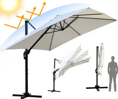 Obrázek produktu pro Jayseuw slunečník osvětlení konzolový slunečník 300 cm zahradní slunečník pavilon UV50+ béžový