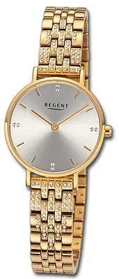 Produktbild von Regent Damenuhr Edelstahl-Armbanduhr Analog Metallarmband gold D3URBA874