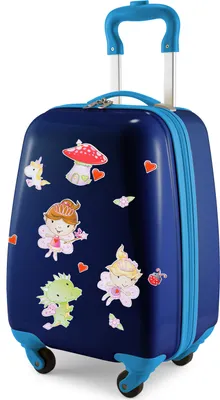 Produktbild von HAUPTSTADTKOFFER For Kids - Kinderkoffer, Motiv Kindertrolley Gepäck für Kinder mit Feen-Aufklebern, Kindergeschenke Mädchen, kleiner Trolley 24 L,Dunkelblau