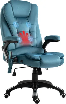 Produktbild von Bürostuhl Massagesessel mit Wärmefunktion Chefsessel mit Massagefunktion höhenverstellbarer ergonomischer Gamingstuhl massage Blau 68 x 72 x 110–120 cm