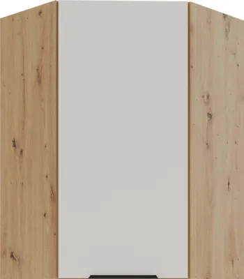 Produktbild von Küchen Eckhängeschrank 60x60 cm Küche SOLANO Kaschmir beige matt + Eiche Artisan matt Küchenzeile Küchenblock Einbauküche Höhe 90 cm