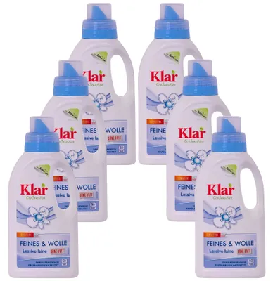 Zdjęcie produktu dla Płyn do prania wełny, delikatnych tkanin, płyn do prania bez zapachu, 6 x 500 ml