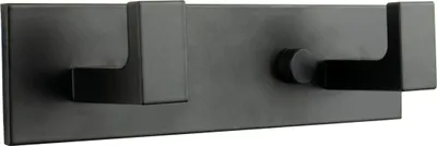 Immagine prodotto di Elegante appendiabiti da parete in metallo nero per corridoi e bagni, ideale per chiavi, giacche e accessori - design moderno con due appendini